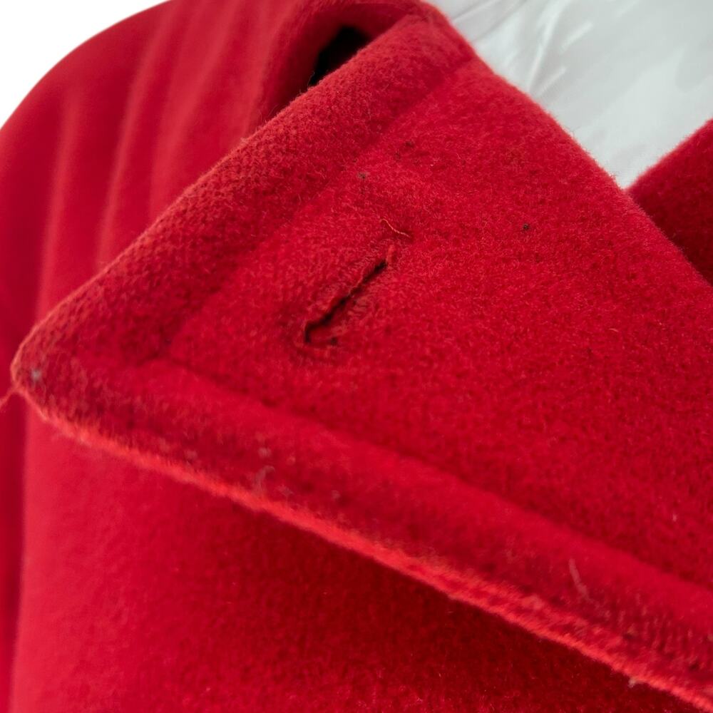 LizSport Red Wool Cashmere Pea Coat Vintage Womens Sz Large Quiet Luxury Classic - Picture 8 of 16